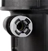 Close-up of a black plastic fuel filter with a gray and white connector fitting. Voir les images du produit
