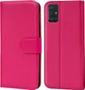 A pink flip case for a Samsung Galaxy A51 phone, shown open and closed. Produktbild-Vorschau