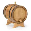 A wooden barrel with metal bands and a spigot, resting on a wooden stand. Produktbild-Vorschau