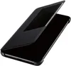 A black flip cover case for a smartphone, shown from a diagonal angle with the cover partially open. Anteprima dell’immagine prodotto