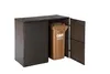 A brown trash bin inside a dark brown woven plastic bin enclosure with open doors. Produktbild-Vorschau