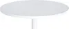 A white round table with a single pedestal leg, isolated on a white background. Podgląd zdjęcia produktu