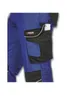 A close-up view of the side pocket of blue and black work trousers. Produktbild-Vorschau
