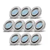 A set of ten round LED recessed lights with silver-colored frames and blue LED lights, arranged in three rows on a white background. Voir les images du produit
