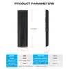 Product parameters and dimensions of a black remote control. Produktbild-Vorschau