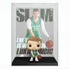 A Funko Pop! figure of Luka Doncic in a display case with a magazine cover background. Anteprima dell’immagine prodotto