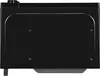 Side view of a black microwave oven, showing its side panel with a recessed rectangular area and mounting points. Produktbild-Vorschau