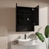 60x78 cm Spiegelschrank Bad Schwarz mit Glaseinlegeböden Produktbild-Vorschau 2