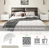 A bedroom scene with a bed and nightstands, featuring marketing text and diagrams. Podgląd zdjęcia produktu