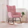 vidaXL Sedia a dondolo in velluto rosa Anteprima dell’immagine prodotto 2