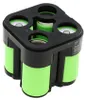 A battery pack with multiple green battery cells held together by a black plastic holder. Produktbild-Vorschau