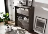 MASSIVMOEBEL24 Highboard Akazie 131x45x147 grau lackiert Produktbild-Vorschau 1