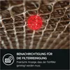 Close-up of a filter with a red circle highlighting a section, and text below describing a filter cleaning notification. Voir les images du produit