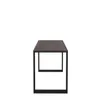 A table with a dark wood top and black metal legs, isolated on a white background. Produktbild-Vorschau