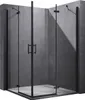 A modern black framed glass shower enclosure with a corner entrance. Produktbild-Vorschau