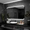 A modern bathroom vanity with a large LED-lit mirror. Produktbild-Vorschau