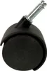 A close-up studio shot of a black caster wheel with a silver metal stem. Voir les images du produit