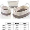 Kobolo Baumwollkorb mit Griffen 2 Größen oval weiß beige  Produktbild-Vorschau 2