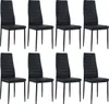 A set of eight black dining chairs arranged in two rows of four against a white background. Voir les images du produit