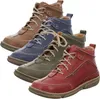 Four pairs of women's ankle boots in different colors are arranged diagonally. Voir les images du produit