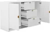 A white sideboard with two doors and three drawers, all open, against a white background. Anteprima dell’immagine prodotto