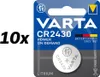 10x Varta Knopfzelle CR2430 Batterie 3V Lithium Coin Retail Produktbild-Vorschau 1