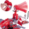 A toy fire station with a crane lifting a toy ambulance. Produktbild-Vorschau