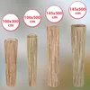 Four rolled-up bamboo privacy screens of different sizes are displayed against a blurred background. Text labels indicating dimensions are shown above each screen. Podgląd zdjęcia produktu