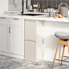 A modern kitchen island with white cabinets, a sink, and a trash can. Anteprima dell’immagine prodotto