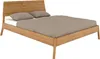 Einzelbett 90x220cm mit Holzkopfteil, Wildeiche massiv Produktbild-Vorschau 1
