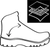 A line drawing of a boot with an inset diagram showing layers. Produktbild-Vorschau
