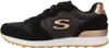 A side view of a black Skechers sneaker with gold accents. Produktbild-Vorschau