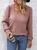 ASKSA Damen Langarmshirt Square Neck Casual Elegant Produktbild-Vorschau 3