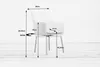 A sketch of a chair with dimensions overlaid. Produktbild-Vorschau