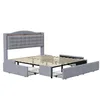 A disassembled bed frame with drawers pulled out, shown against a white background. Produktbild-Vorschau