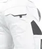 A close-up view of the back pocket and side of white work pants with gray accents. Produktbild-Vorschau