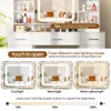 AIORBER Tavolino da toilette con specchio a led, 3 colori Anteprima dell’immagine prodotto 2