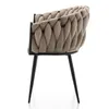 Side view of a modern armchair with a braided backrest and black legs. Náhľad obrázku produktu