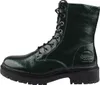Auf dem Bild ist ein dunkelgrüner Stiefel zu sehen der von der Seite betrachtet wird. Die Oberfläche des Stiefels wirkt robust und die Schnürung ist gut sichtbar. Produktbild-Vorschau