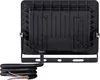 The back of a black LED floodlight with a mounting bracket and power cable. Produktbild-Vorschau