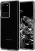 A clear protective case for a Samsung Galaxy S20 Ultra phone, shown from the back and side. Produktbild-Vorschau