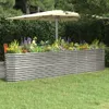 A raised garden bed filled with plants sits on a lawn under a large umbrella. Produktbild-Vorschau