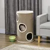 PawHut Kratztonne, Katzenkratzbaum mit 3 Höhlen, Spieltonne Produktbild-Vorschau 2
