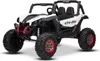 A white and black electric UTV for children, shown from a three-quarter front angle against a white background. Anteprima dell’immagine prodotto