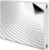 A white radiator cover with a wavy, textured pattern. Produktbild-Vorschau