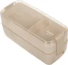 A beige and transparent two-tier lunchbox with compartments. Podgląd zdjęcia produktu