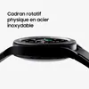 Close-up side view of a black smartwatch with text overlay. Podgląd zdjęcia produktu