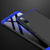 A close-up shot of a smartphone case with a blue frame and a black back, placed on a black background. Produktbild-Vorschau