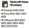 An HP ink cartridge box and a list of compatible HP printers. Anteprima dell’immagine prodotto