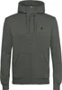 A plain studio shot of a gray hooded zip-up sweatshirt. Produktbild-Vorschau